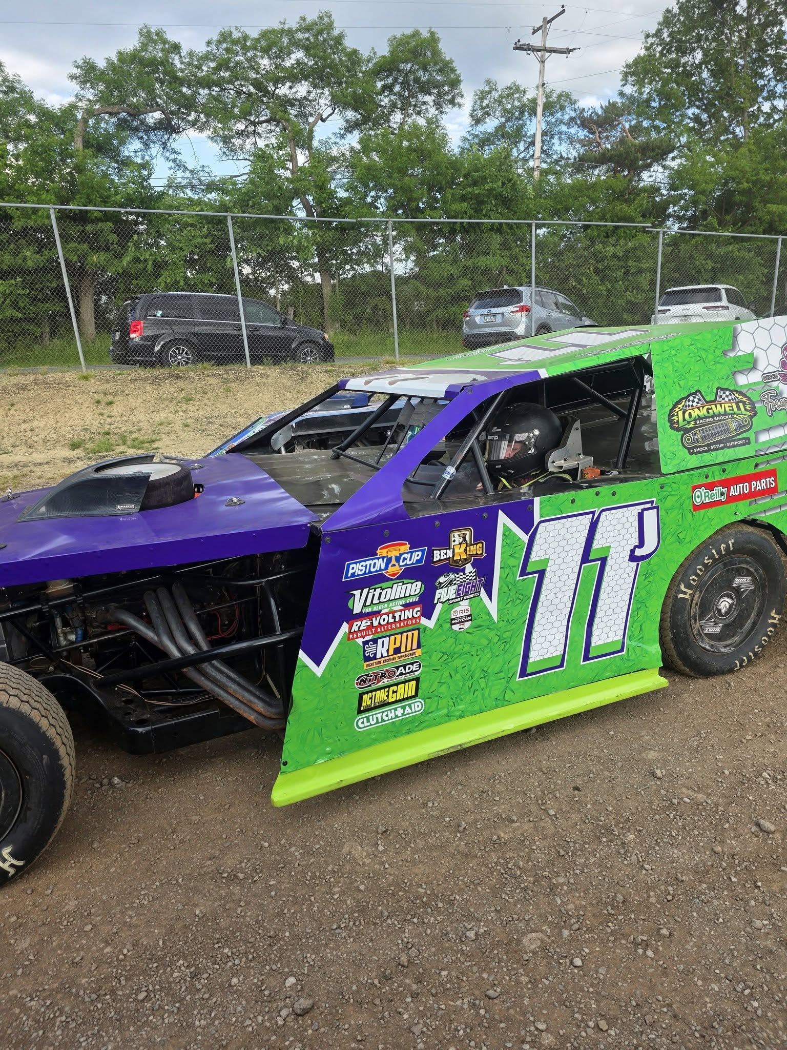 Ryan Johnston's #11J Econo Modified in the pit area